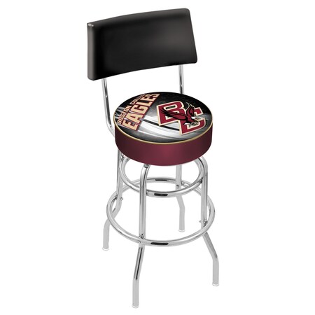 Holland Bar Stool Co 25" Chrome 2-Ring Boston College Swivel Bar Stool, Back L7C425BostnC-D2